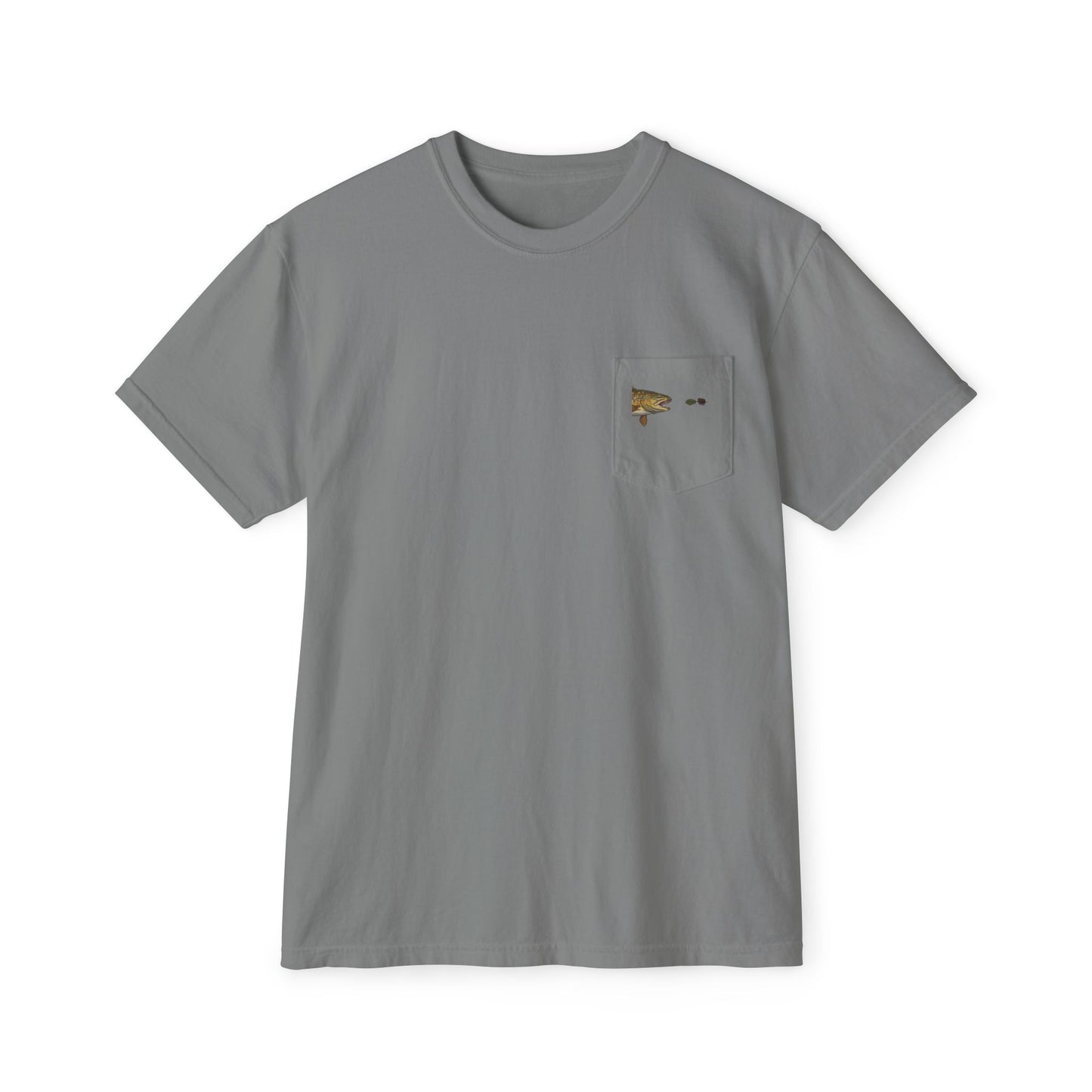 Pocket T-Shirt with Sunset Fishing Graphic — "Wet Hands" Outdoor Tee