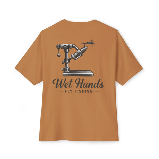 Fly Fishing T‑Shirt — "Wet Hands" Vise Graphic Oversized Tee