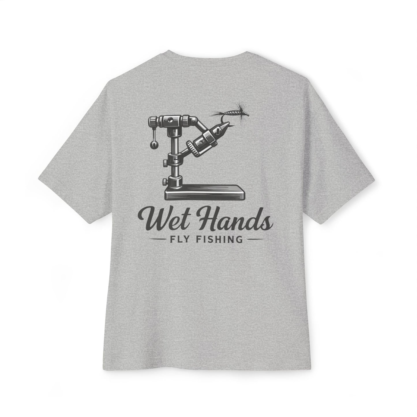 Fly Fishing T‑Shirt — "Wet Hands" Vise Graphic Oversized Tee