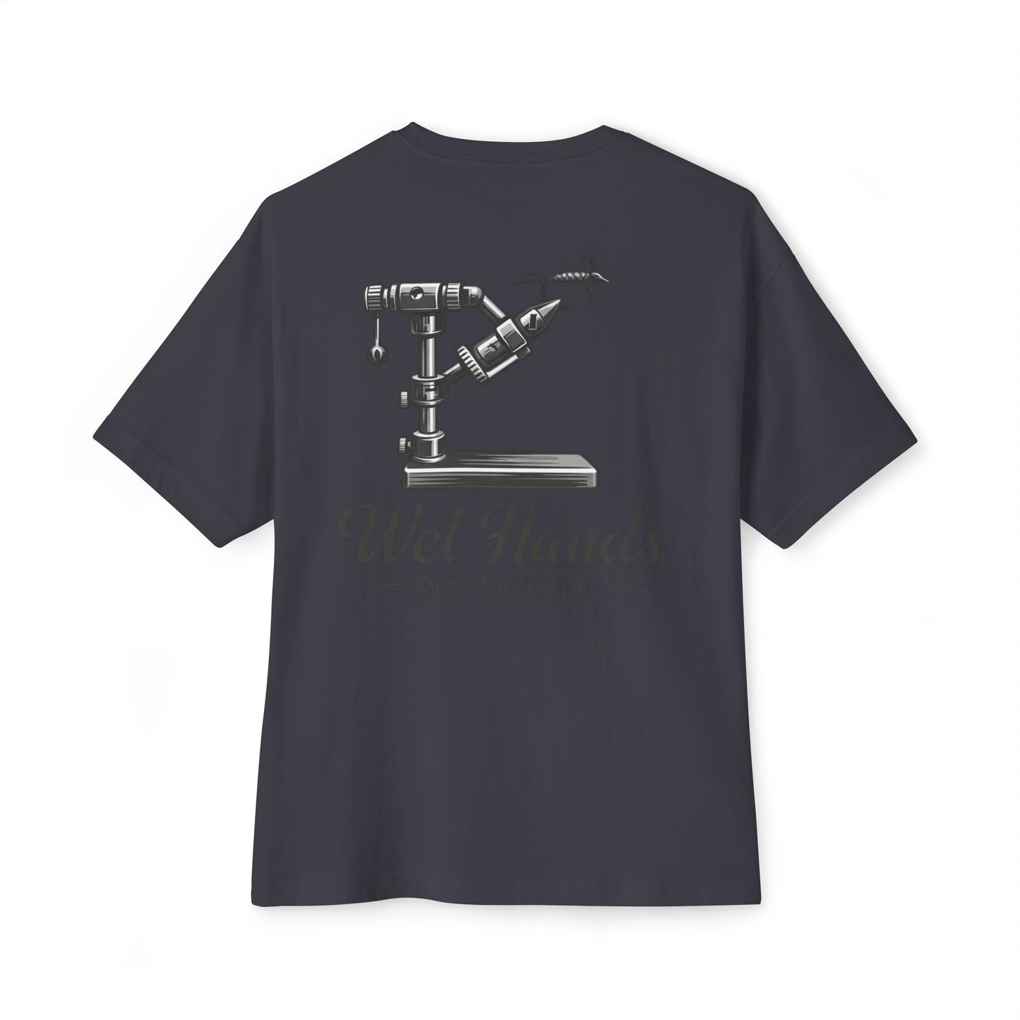 Fly Fishing T‑Shirt — "Wet Hands" Vise Graphic Oversized Tee
